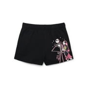 The Nightmare Before Christmas Girls Graphic Fleece Shorts, Sizes 4-16