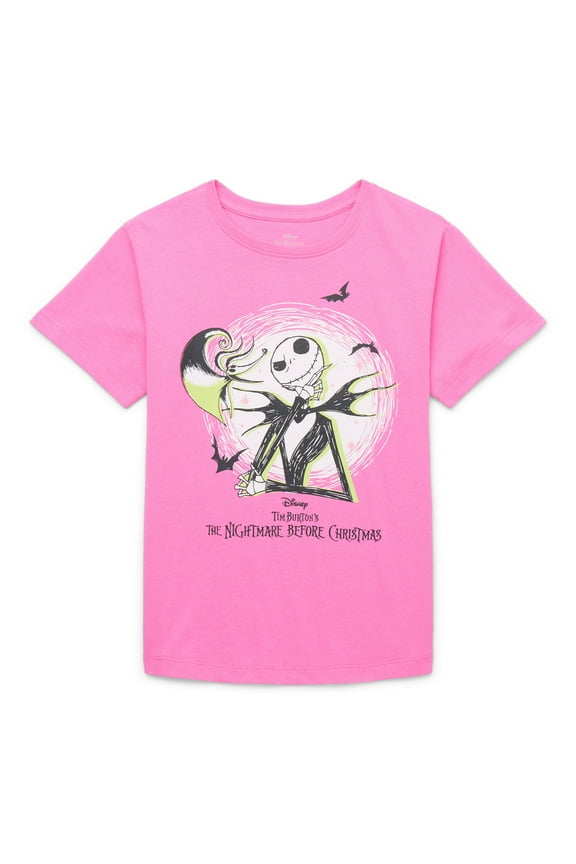 The Nightmare Before Christmas Girls Halloween Short Sleeve Graphic T-Shirt, Sizes 4-16