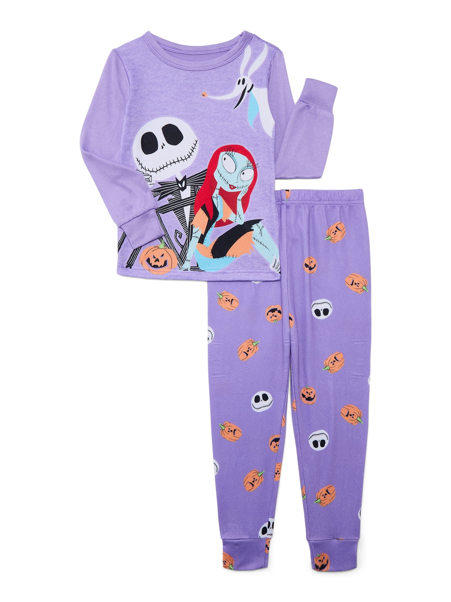 The Nightmare Before Christmas Girls Halloween Long Sleeve Top and Pants Pajama Set, 2-Piece, Sizes 4-10
