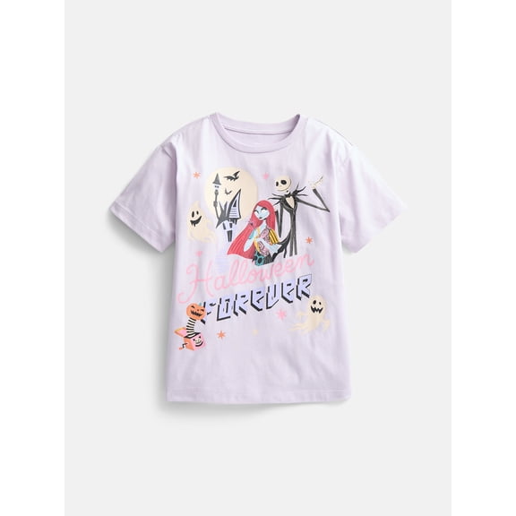 The Nightmare Before Christmas Girls' Graphic Tee with Short Sleeves, Sizes 4-16