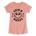 thumbnail image 1 of The Nightmare Before Christmas - Grin And Bones - Toddler And Youth Girls Short Sleeve Graphic T-Shirt, 1 of 5
