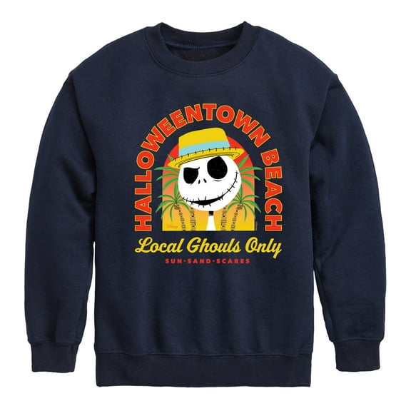 The Nightmare Before Christmas - Halloween Town Beach Local Ghouls Only - Toddler And Youth Crewneck Fleece Sweatshirt