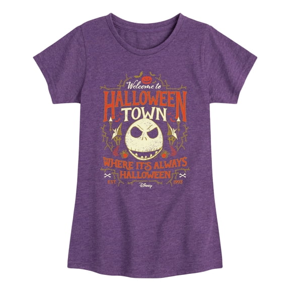 The Nightmare Before Christmas - Halloween Town Sign - Toddler And Youth Girls Short Sleeve Graphic T-Shirt