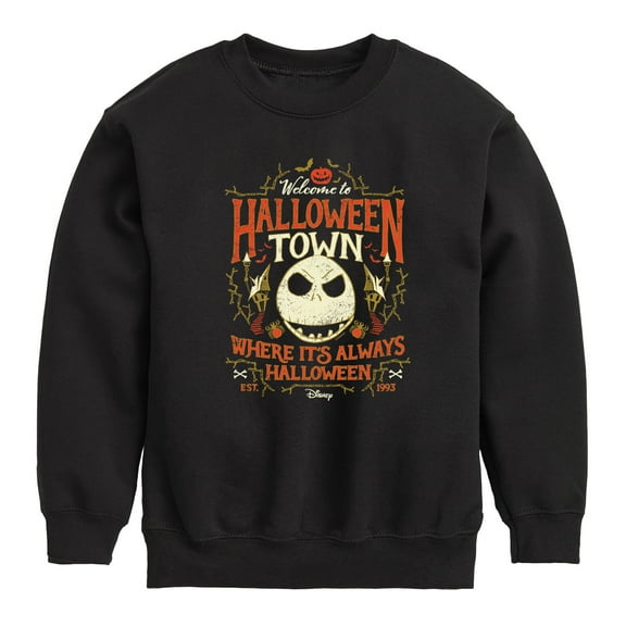 The Nightmare Before Christmas - Halloween Town Sign - Youth Crewneck Fleece Sweatshirt