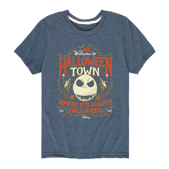 The Nightmare Before Christmas - Halloween Town Sign - Youth Short Sleeve Graphic T-Shirt