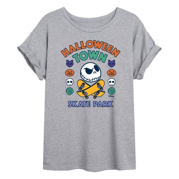 The Nightmare Before Christmas - Halloween Town Skate Park - Juniors Oversized Graphic T-Shirt