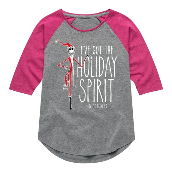 The Nightmare Before Christmas - Holiday Spirit In My Bones - Girls Shirt Tail Raglan