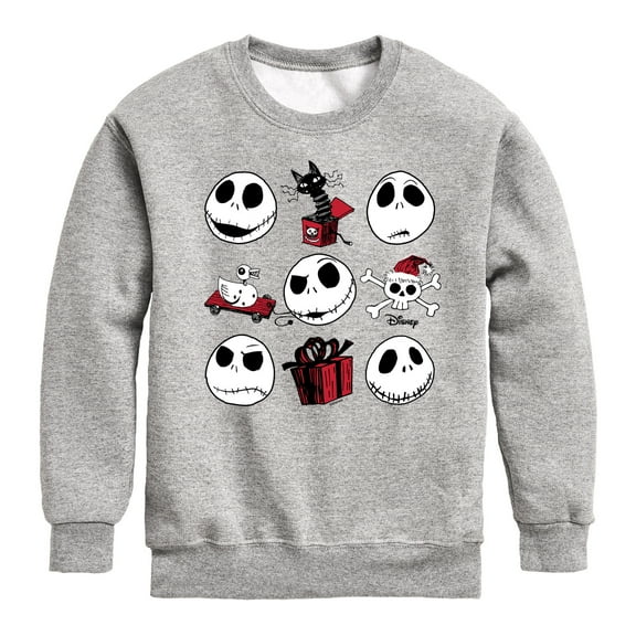 The Nightmare Before Christmas - Jack Christmas Grid - Toddler And Youth Crewneck Fleece Sweatshirt