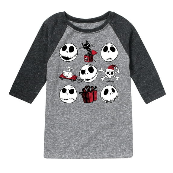 The Nightmare Before Christmas - Jack Christmas Grid - Toddler And Youth Raglan Graphic T-Shirt