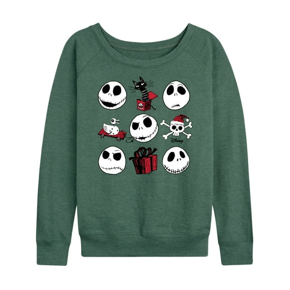 The Nightmare Before Christmas - Jack Christmas Grid - Women's Lightweight French Terry Long Sleeve Shirt