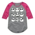 thumbnail image 1 of The Nightmare Before Christmas - Jack Face Grid - Toddler And Youth Girls Raglan Graphic T-Shirt, 1 of 4
