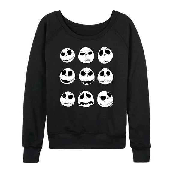 The Nightmare Before Christmas - Jack Face Grid - Women's Lightweight French Terry Long Sleeve Shirt