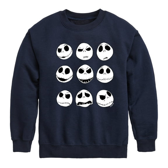 The Nightmare Before Christmas - Jack Face Grid - Youth Crewneck Fleece Sweatshirt