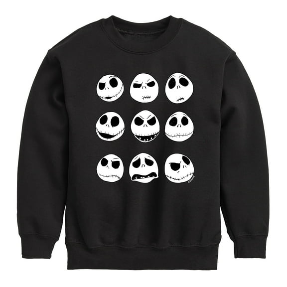 The Nightmare Before Christmas - Jack Face Grid - Youth Crewneck Fleece Sweatshirt