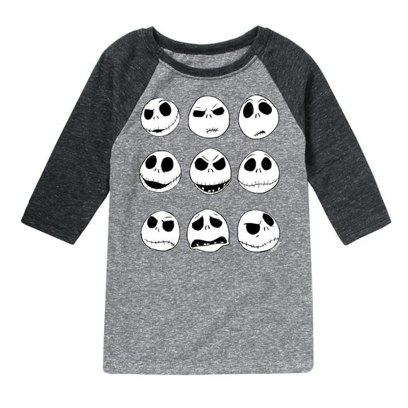 The Nightmare Before Christmas - Jack Face Grid - Youth Raglan Graphic T-Shirt