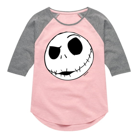 The Nightmare Before Christmas - Jack Face - Toddler And Youth Girls Raglan Graphic T-Shirt