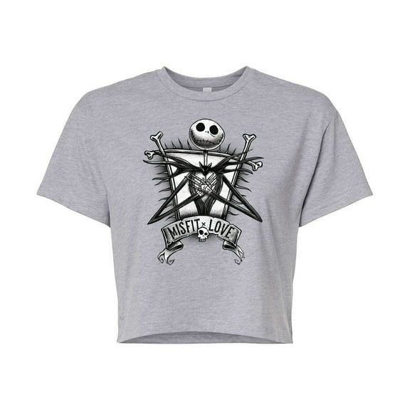 The Nightmare Before Christmas - Jack Misfit Love - Juniors Cropped Cotton Blend T-Shirt