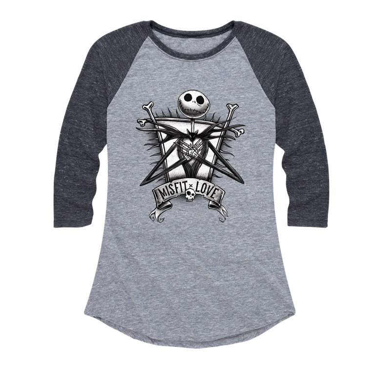 The Nightmare Before Christmas - Jack Misfit Love - Women's Raglan Graphic  T-Shirt 