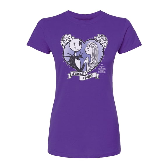 The Nightmare Before Christmas - Jack Sally Heart Rose - Juniors Fitted Graphic T-Shirt