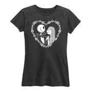 The Nightmare Before Christmas - Jack Skellington and Sally Heart Womens Short Sleeve Graphic T-Shirt