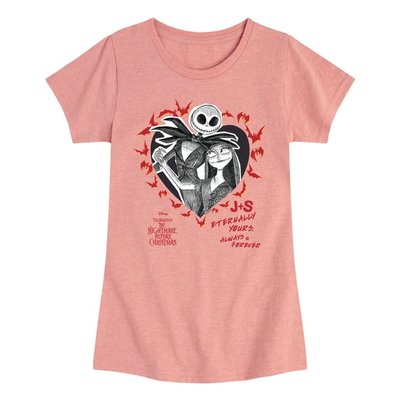 The Nightmare Before Christmas - Jack & Sally - Youth Girls Fitted Short Sleeve T-Shirt