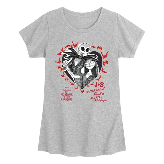 The Nightmare Before Christmas - Jack & Sally - Youth Girls Fitted Short Sleeve T-Shirt