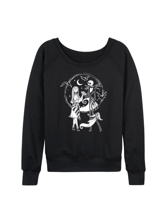 - Women's Lightweight French Terry Wide Neck Long Sleeve Graphic Shirt