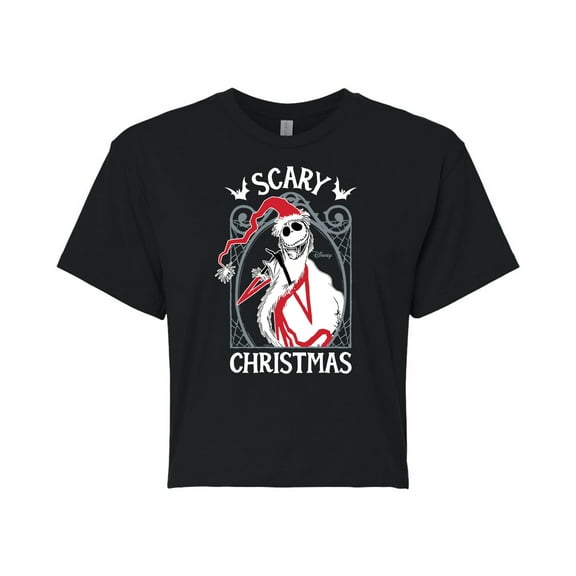 The Nightmare Before Christmas - Jack Scary Christmas - Juniors Cropped Cotton Blend T-Shirt