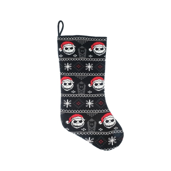 "The Nightmare Before Christmas" Jack Skellington 20" Knit Christmas Stocking, Black, Polyester