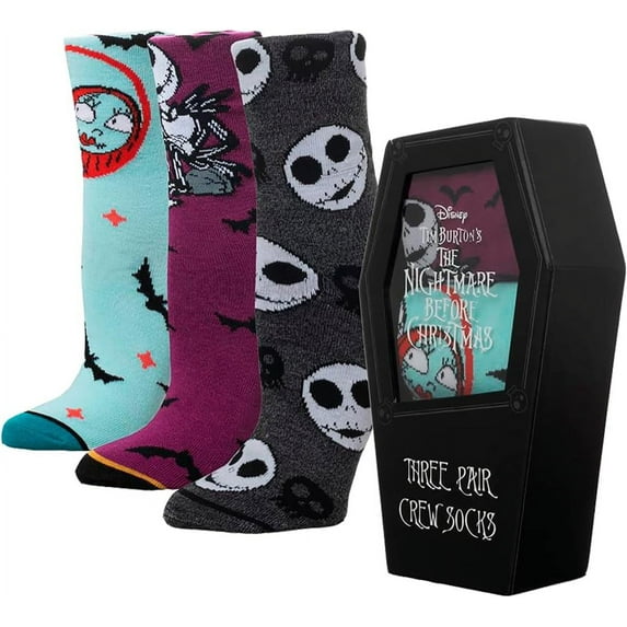 The Nightmare Before Christmas Jack Skellington Crew Socks 3 Pairs Gift Box