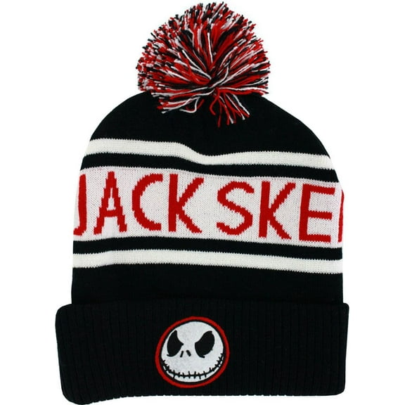 The Nightmare Before Christmas Jack Skellington Knit Cuff Beanie with Pom
