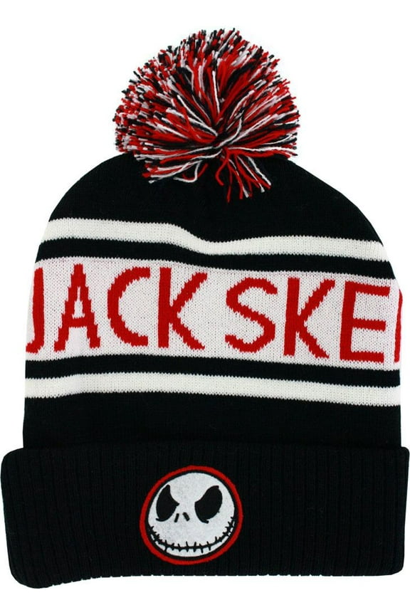 The Nightmare Before Christmas Jack Skellington Knit Cuff Beanie with Pom