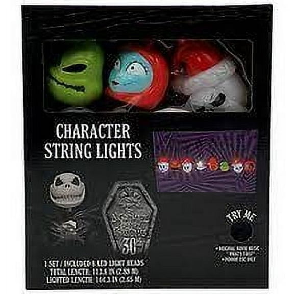 The Nightmare Before Christmas Jack Skellington, Sally & Oogie Boogie Man Light Up Character String Lights - 8 LED Lights