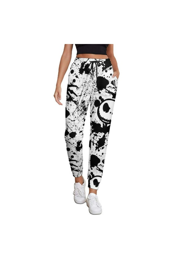 Jack Skellington Womens Sweatpants Joggers Pants Trousers 3D Printing Novelty Sweatpants With Drawstring Closed Bottom