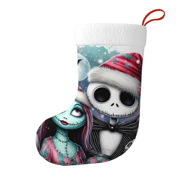The Nightmare Before Christmas Jack Skellington and sally Christmas Stocking Decor Hanging Ornaments for Holiday Xmas Party Family Decor