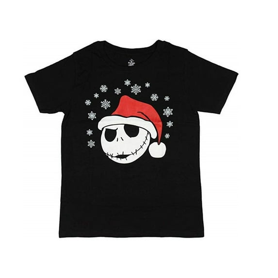 The Nightmare Before Christmas Jack Skellington in Santa Hat Junior Women's T-Shirt (XL)