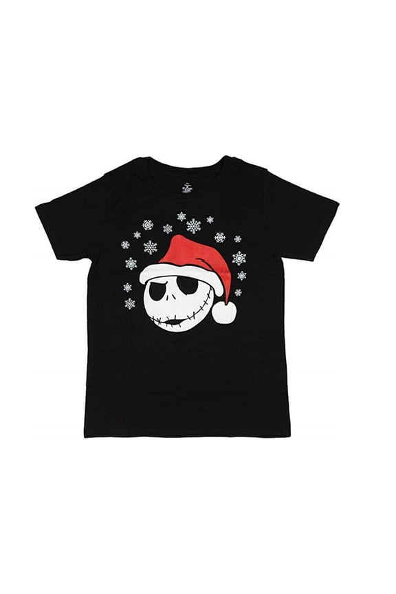 The Nightmare Before Christmas Jack Skellington in Santa Hat Junior Women's T-Shirt (XL)