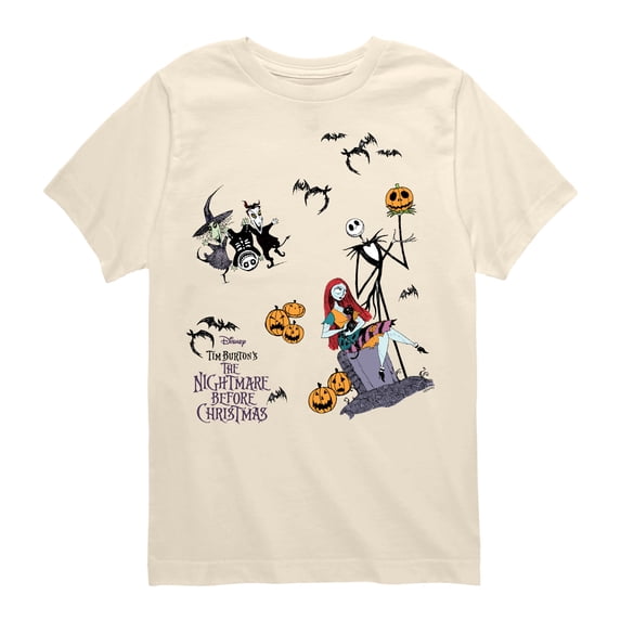 The Nightmare Before Christmas - Jack and Sally Group - Youth Boys Short Sleeve Graphic T-Shirt