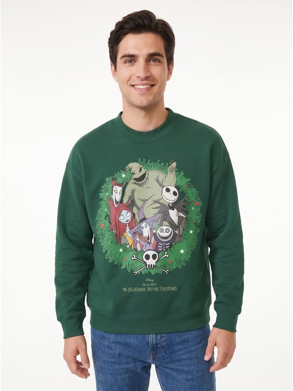 The Nightmare Before Christmas Men's Christmas Crewneck Sweatshirt, Sizes S-3XL