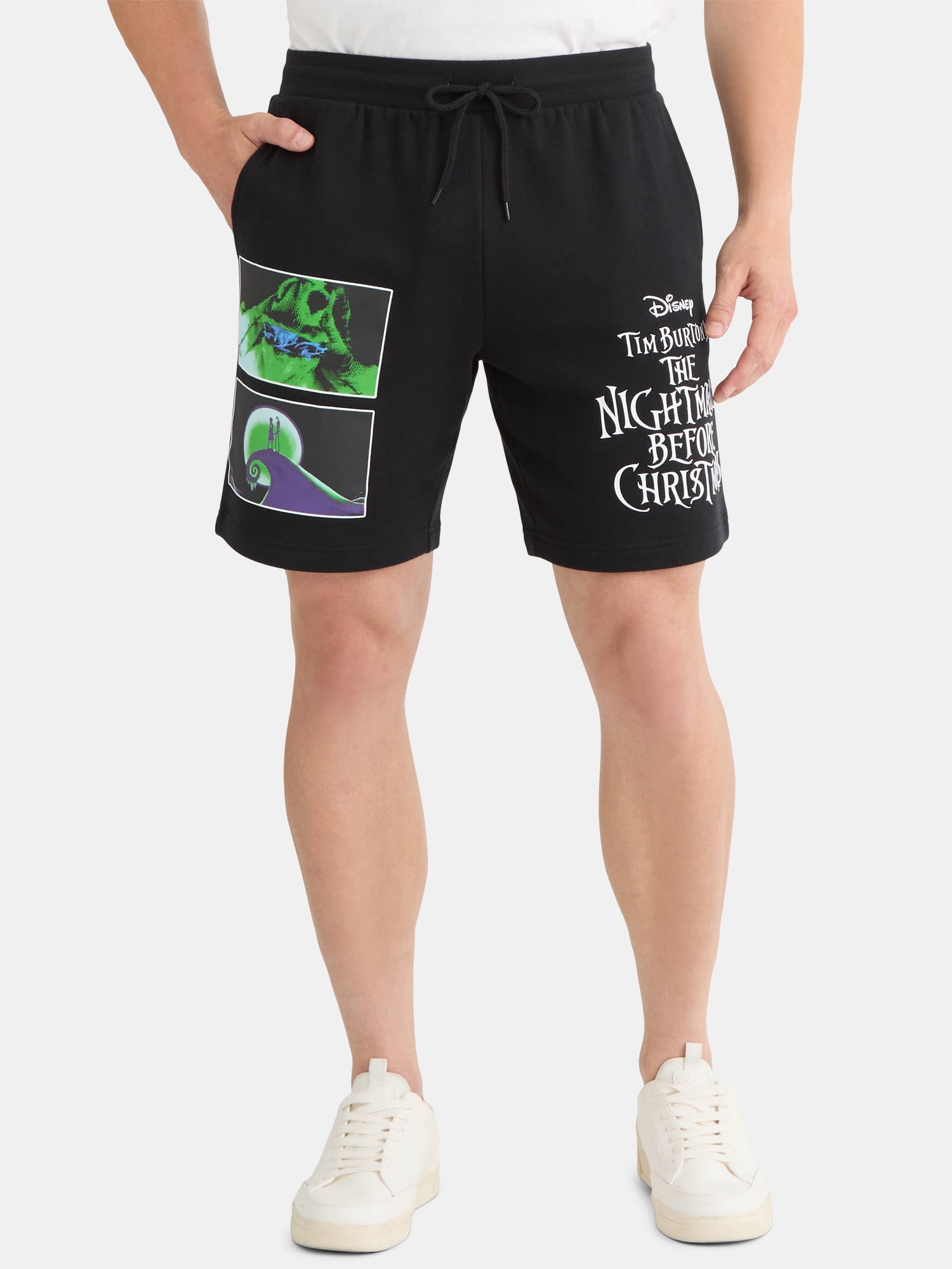 Nightmare Before Christmas Men's and Big Men's Graphic Fleece Shorts, 9" Inseam, Sizes XS-3XL