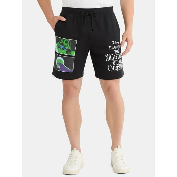 Nightmare Before Christmas Men's and Big Men's Graphic Fleece Shorts, 9" Inseam, Sizes XS-3XL