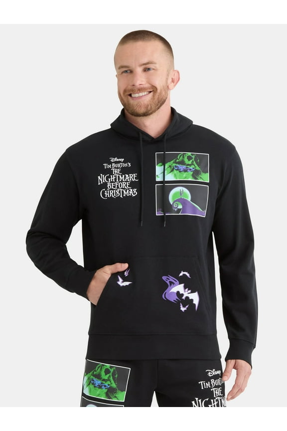 Nightmare Before Christmas Men's and Big Men's Front Back Graphic Hoodie, Sizes XS-3XL