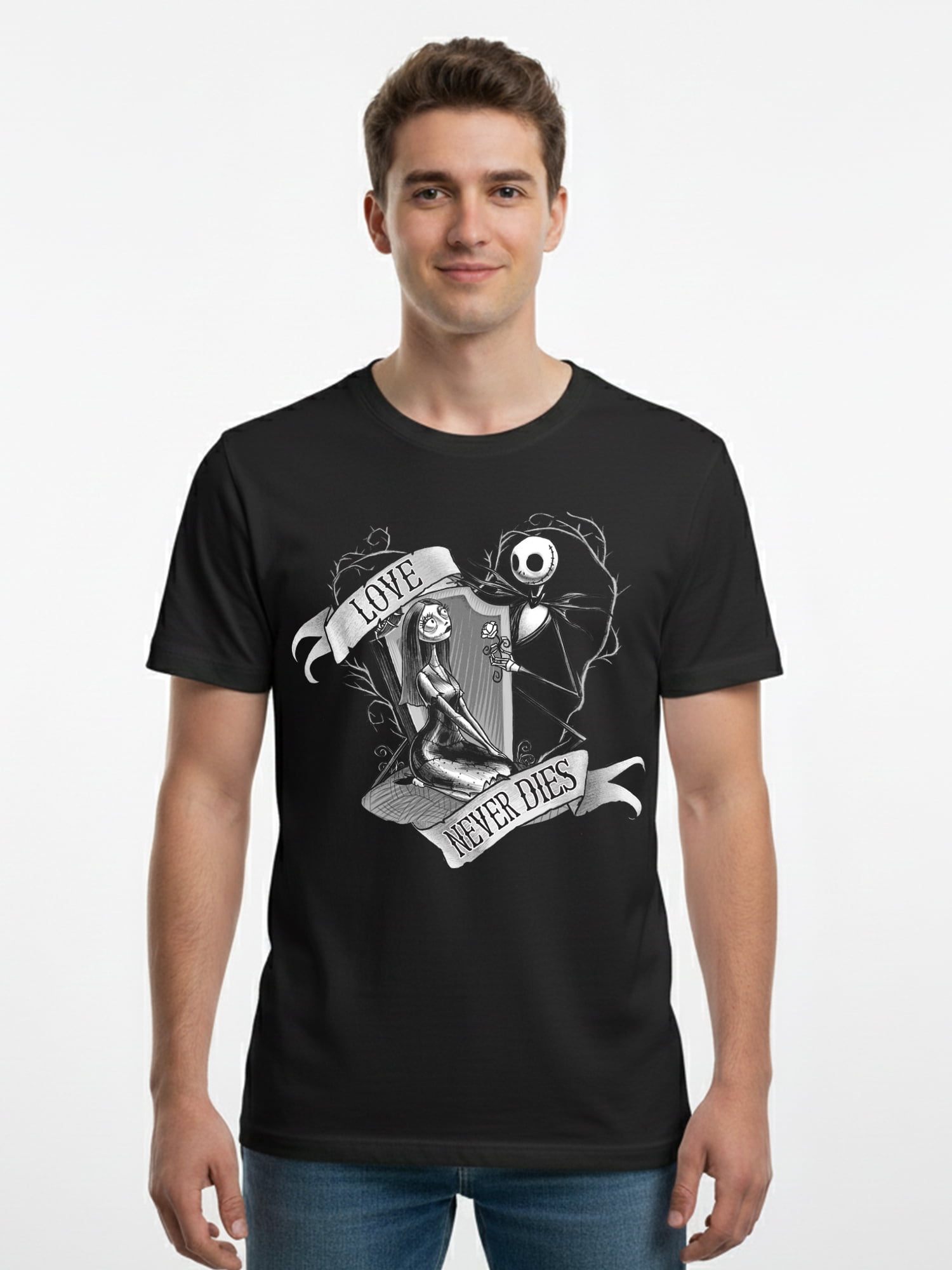 The Nightmare Before Christmas, Men's & Big Men's Valentine's Day Graphic Tee, Love Never Dies, Sizes S-3XL