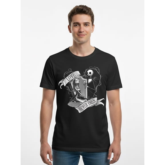 The Nightmare Before Christmas, Men's & Big Men's Valentine's Day Graphic Tee, Love Never Dies, Sizes S-3XL