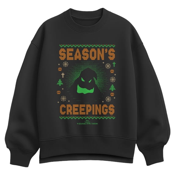 The Nightmare Before Christmas - Oogey Boogey Ugly Sweater - Women's Oversized Fleece Crew Sweatshirt