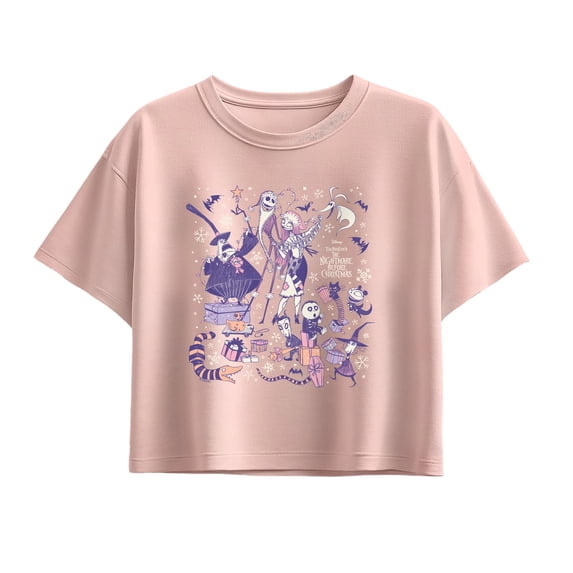 The Nightmare Before Christmas - Pastel Winter Group Short Sleeve Boxy Graphic T-Shirt