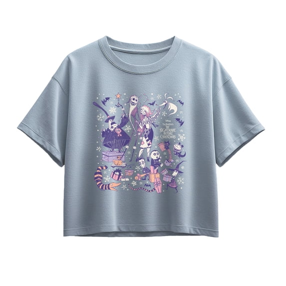 The Nightmare Before Christmas - Pastel Winter Group Short Sleeve Boxy Graphic T-Shirt