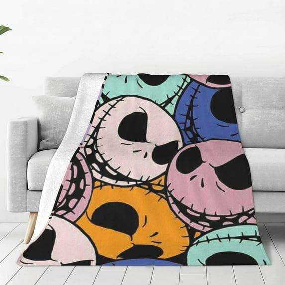 The Nightmare Before Christmas Print Flannel Blanket, Ultra Soft Microfiber 40" x 30" for Sofa Bed Office Travel, Perfect for All Seasons