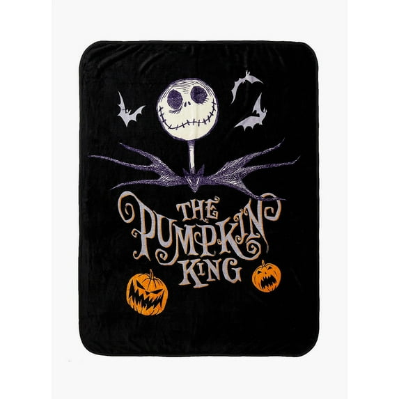 The Nightmare Before Christmas Pumpkin King Throw Blanket with Gift Box