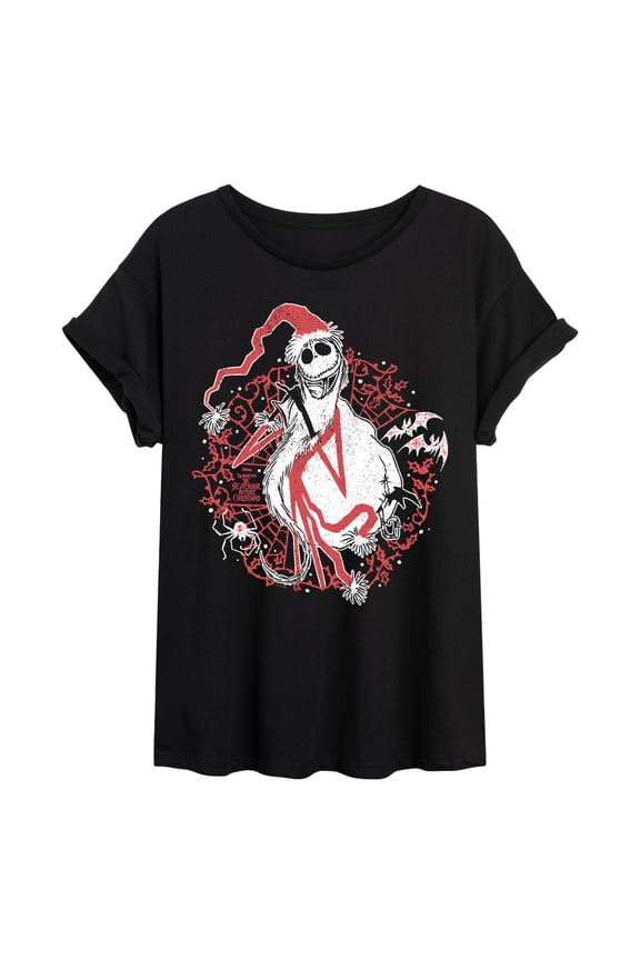 - Santa Jack - Juniors Oversized Graphic T-Shirt